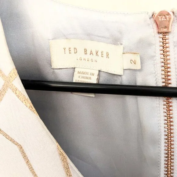 COPY - TED BAKER LONDON Ingrida Jacquard Dress Mid Rose Gold TB 4 sz - Picture 2 of 8